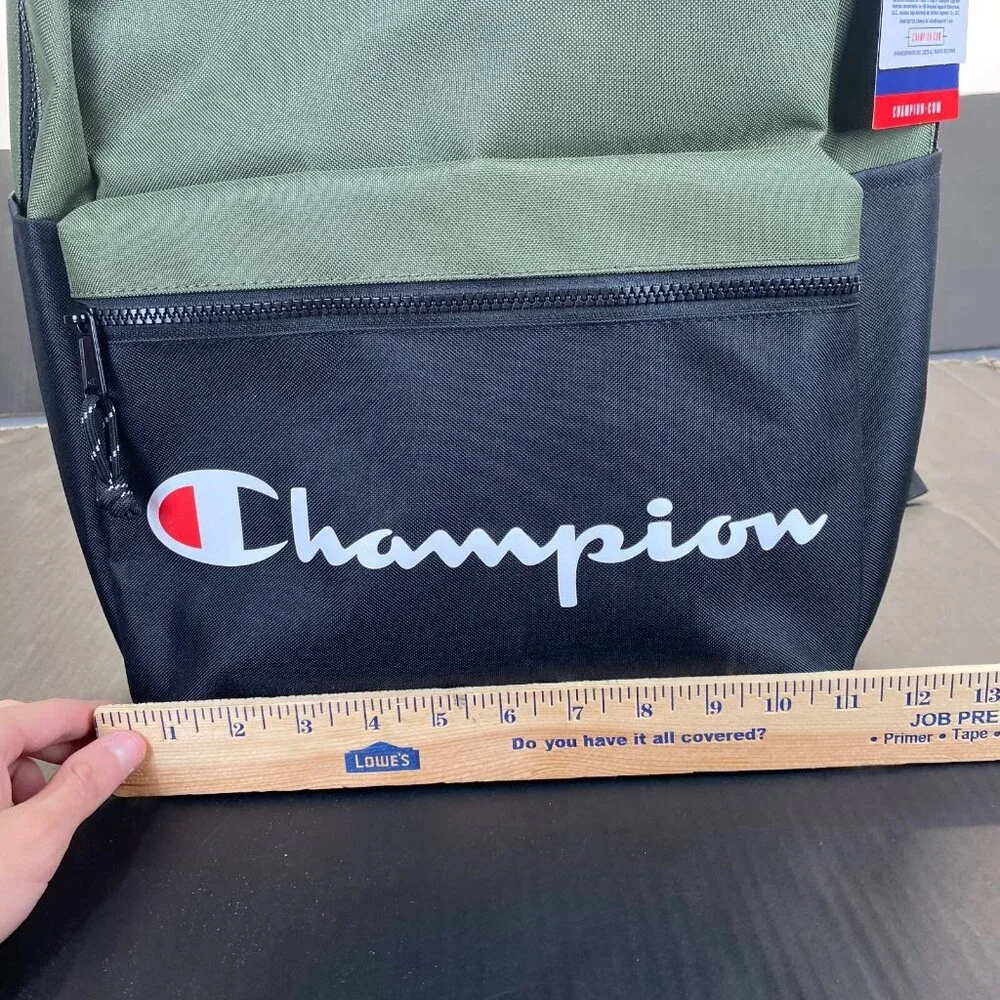 Champion 15” Backpack Black/Green cript Logo,Laptop Sleeve,Padded‎ Straps New